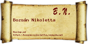 Bozsán Nikoletta névjegykártya