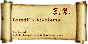 Bozsán Nikoletta névjegykártya